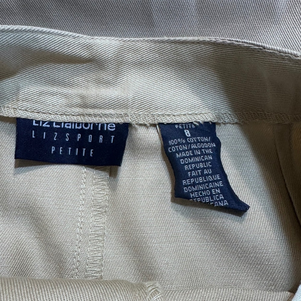 NWT Liz Claiborne Sport Petite Tan Cotton Blend‎ Wrinkle Free Midi Skirt Size 8 - Picture 3 of 11
